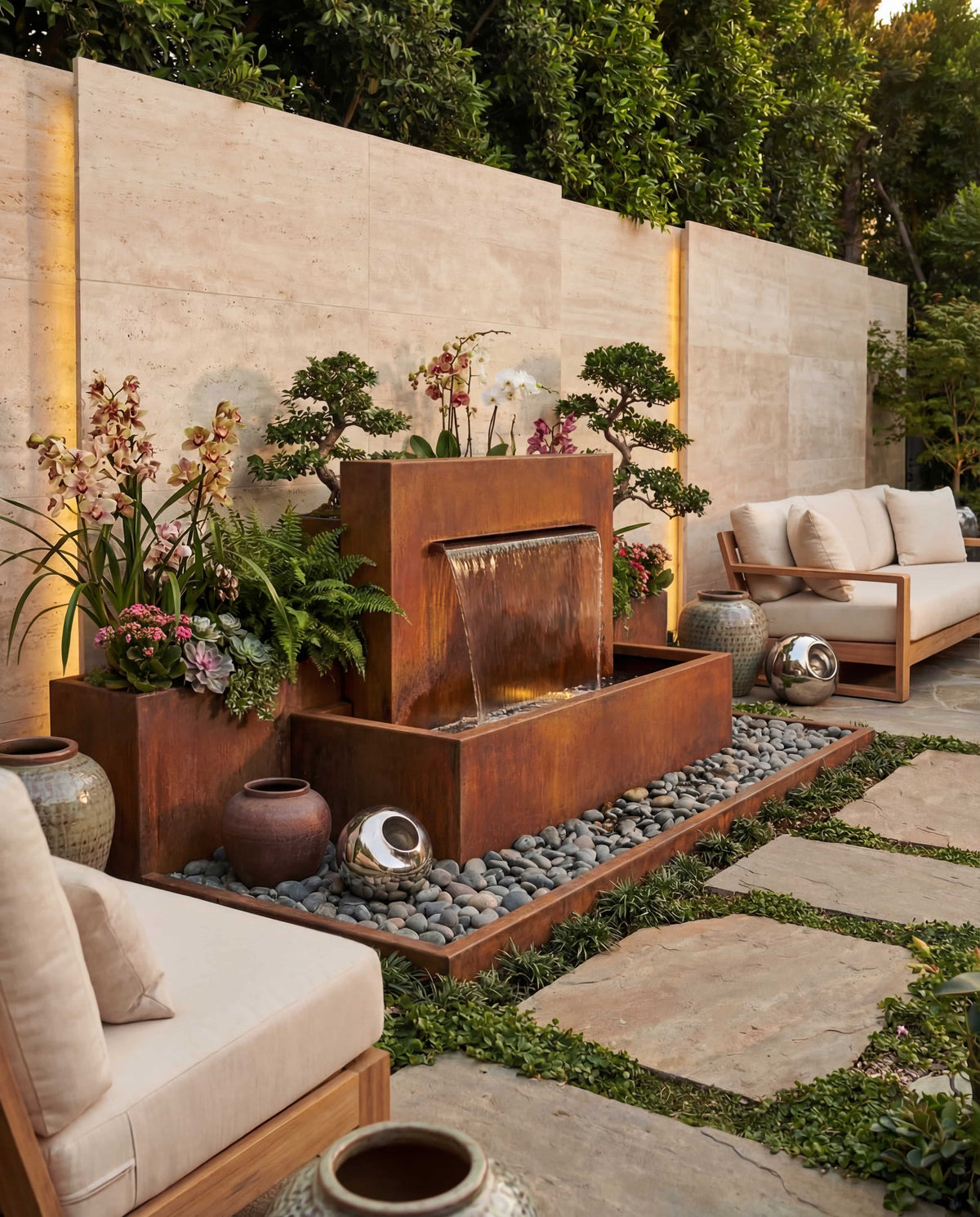 Ds100 Token DS100 Corten Architectural Waterfall – Damla Waterfall Designs - US