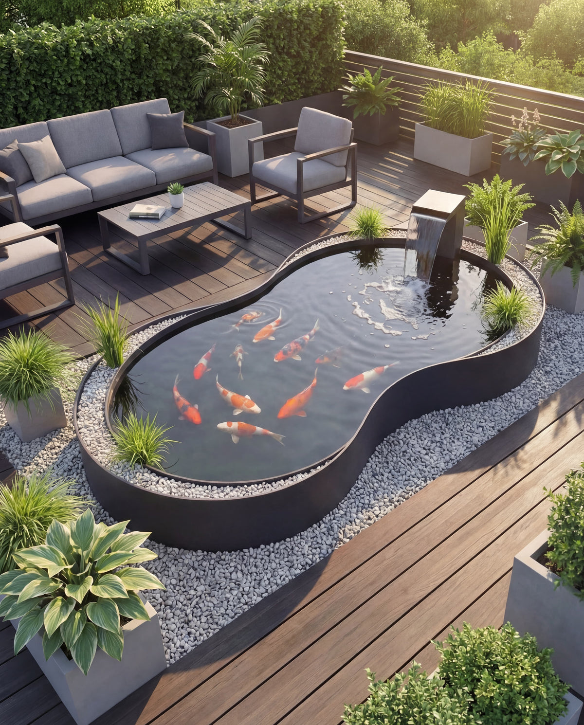 Sculptural Koi Pond Water Feature – 316L Stainless Steel – Damla ...